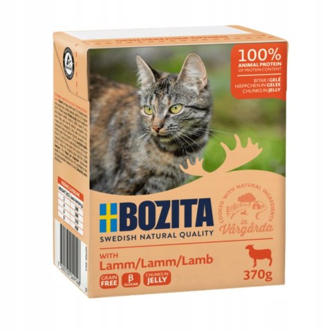 BOZITA FELINE KARTONIK 370G MIĘSNE KAWAŁKI W GALARECIE Z JAGNIĘCINĄ