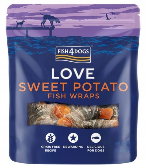 Fish4Dogs Love Sweet Potato Fish Wraps 100g przysmak Dentystyczny