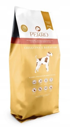 PERRO Karma Bezzbożowa Cielęcina z Batatami Średnie Duże Rasy 1kg dla Psa