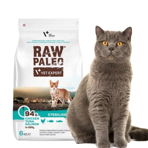 RAW PALEO Sterilised Cat Chicken&Tuna&Salmon 6kg karma dla kastrata